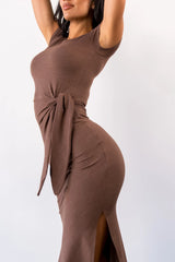 Vitality Daydream® Tie Midi Dress - Cocoa Marl