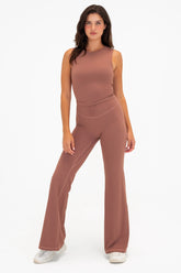 Cloud II™ Rib Cinch Wide Leg Trouser - Sepia