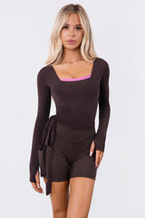 Vitality Flow Wrap Top - Espresso