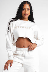 Vitality Cozy® Raw Hem Crop - Oat Marl - Varsity