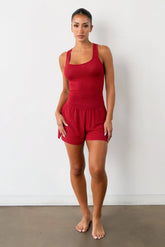 Vitality Float Rib Boxer Short - Crimson