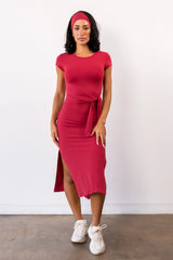 Vitality Daydream® Tie Midi Dress - Crimson Marl