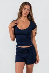 Vitality Float Rib Henley Tee - Oxford