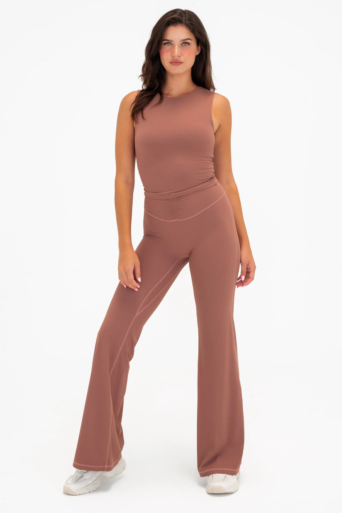 Cloud II™ Rib Cinch Wide Leg Trouser - Sepia