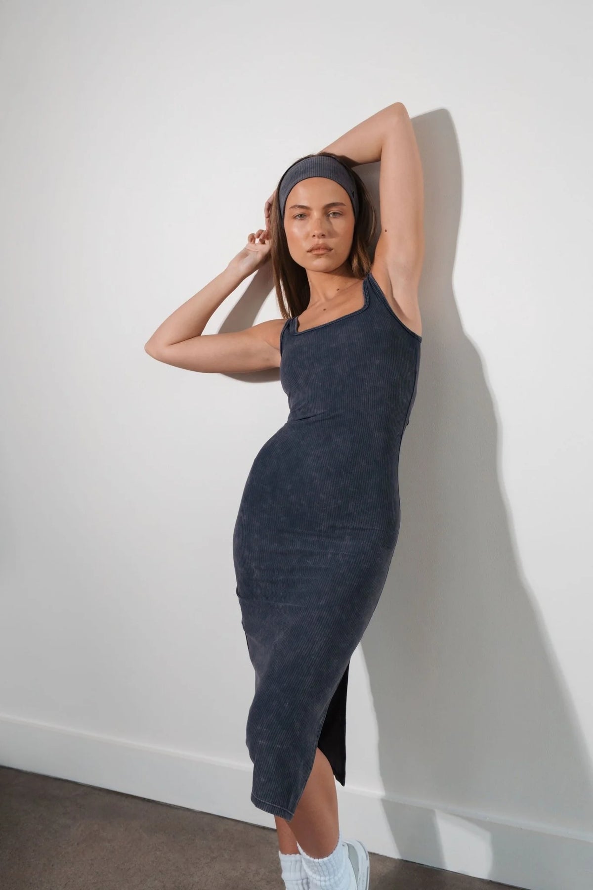 Cloud II™ Rib Basic Midi Dress - Oxford Washed
