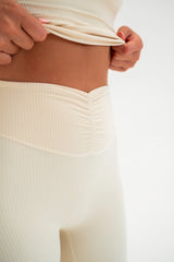 Cloud II™ Rib Cinch Wide Leg Trouser - Ivory