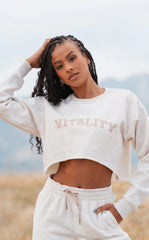 Vitality Cozy® Raw Hem Crop - Oat Marl - Varsity